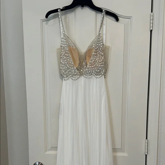 Lulu's White and Silver Wedding Dress. Never worn. Too small unable to return - Picture 3 of 3